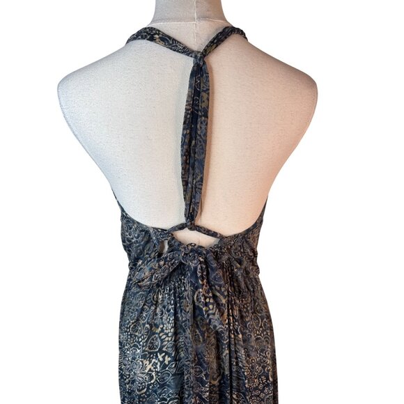 2/$30 ZARA Basic S Blue & Gold Sleeveless Backless Halter Midi Dress - Picture 10 of 16